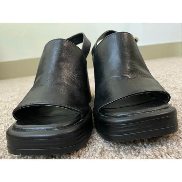 Steve Madden Leather Forza Sandal US 7 Black Block Heel Slingback Chunky Y2K - Picture 10 of 12